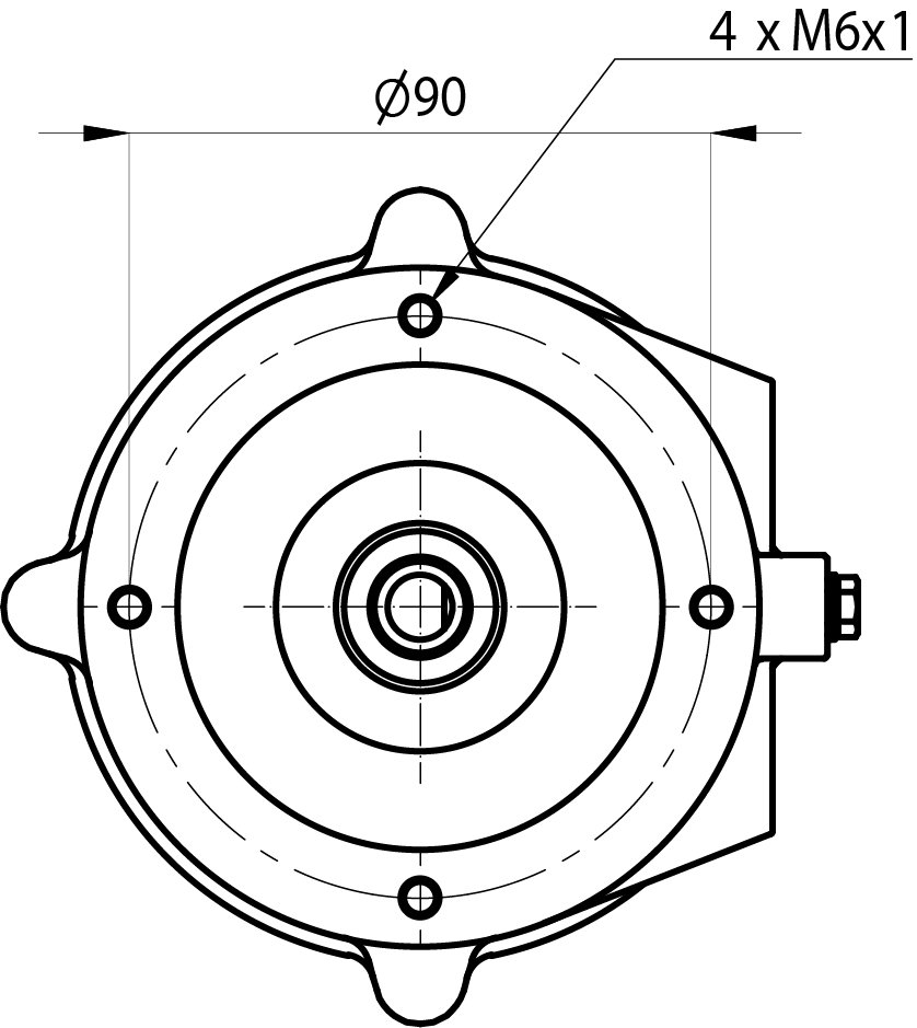 For connection with 4&nbsp; M6x1 holes.